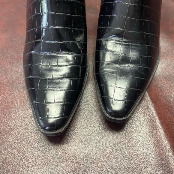 Zara black crocodile print boots booties with buckle & small heel size 39,‎ US 8 - Picture 10 of 13
